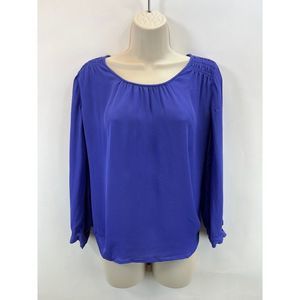 Joie Womens Size S Blue Ruched Long Sleeve Silk Blouse